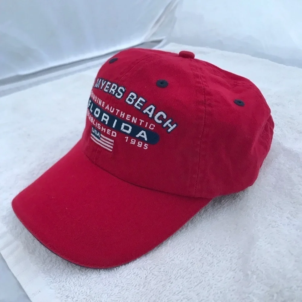 Marco Destin for Fort Meyers Beach Florida AmFlag Adjustable Red Baseball Cap